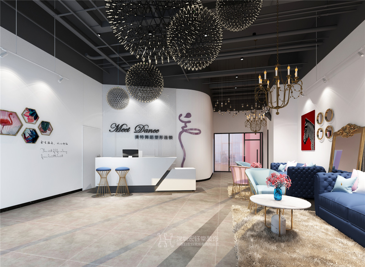 郑州网红舞蹈塑形连锁培训学校装修案例