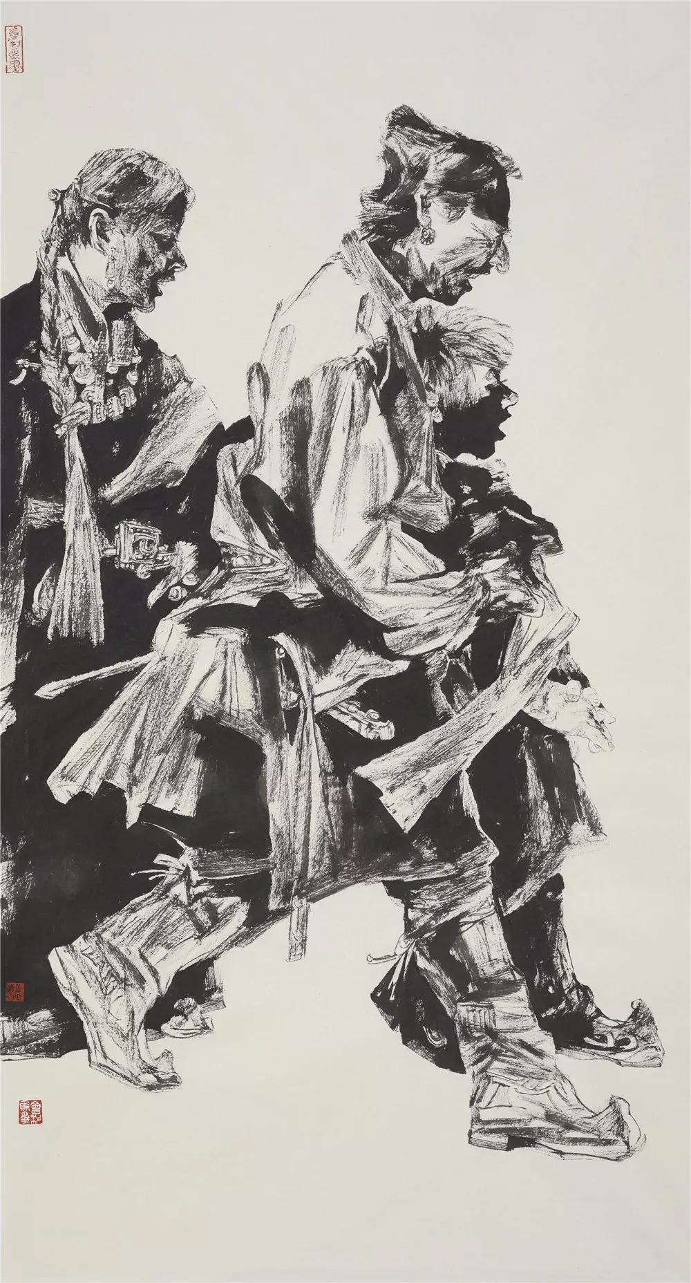 殷会利焦墨人物画欣赏