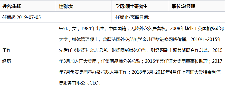 证大文化总经理朱钰被采取刑事强制措施