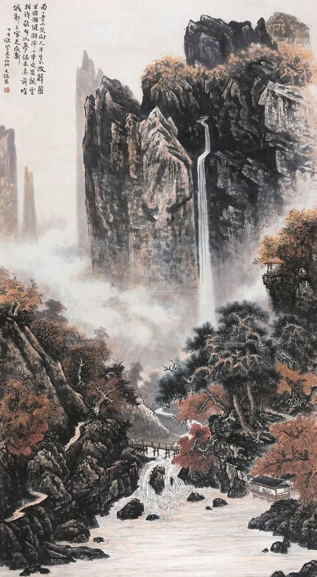 自称百尺楼头一丈夫,海上画派少有的山水画大师-画家贺天健_中国画