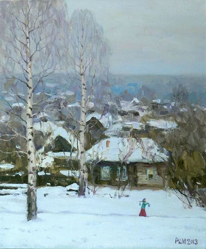 俄罗斯画家rem saifulmulukov雪景油画