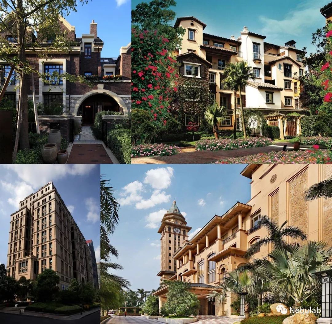 西班牙的,托斯卡纳,意式,等等,龙湖带出来一批地中海的风格,万科做了
