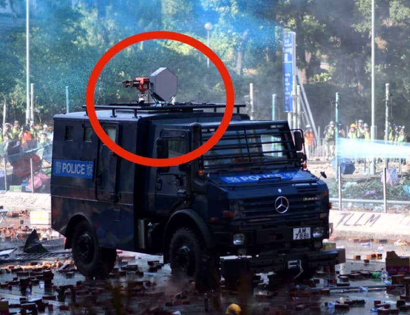 使用声波炮港警仅为扬声装置