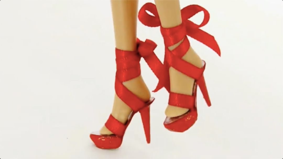 【鞋靴】给芭比娃娃做一双绑带红色高跟鞋