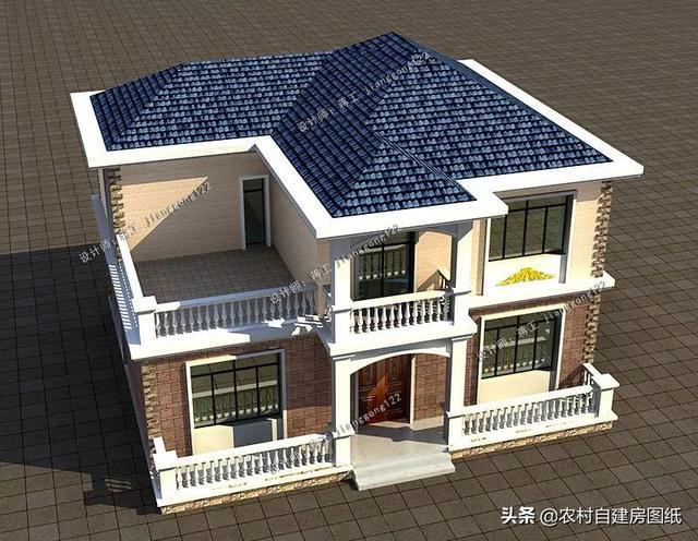 13×10.5m经典二层农村别墅,带堂屋露台,一点都不比城里别墅差