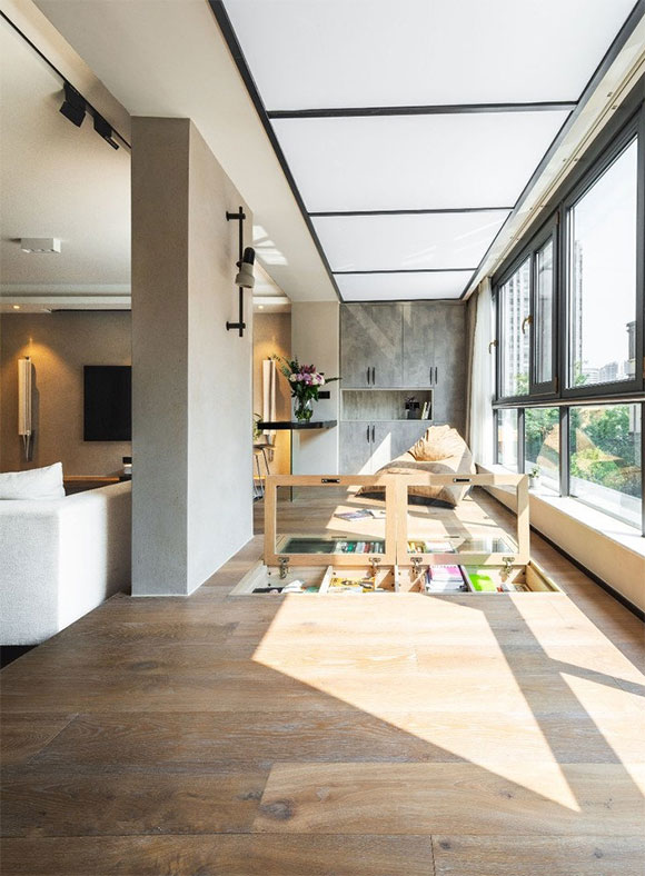 装修不用太豪华阳台地面抬高装储物柜吧台当隔断美观又实用