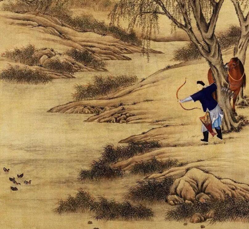 原创故宫国宝乾隆有多爱打猎看郎世宁画的乾隆刺虎射鹿落雁图