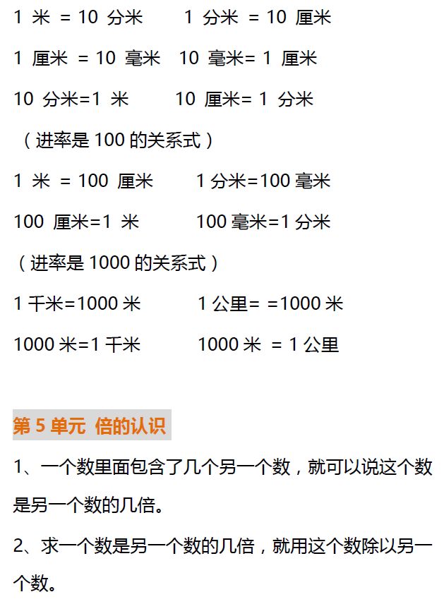 送16年級數學上冊各單元需背記的公式口訣彙總可下載打印