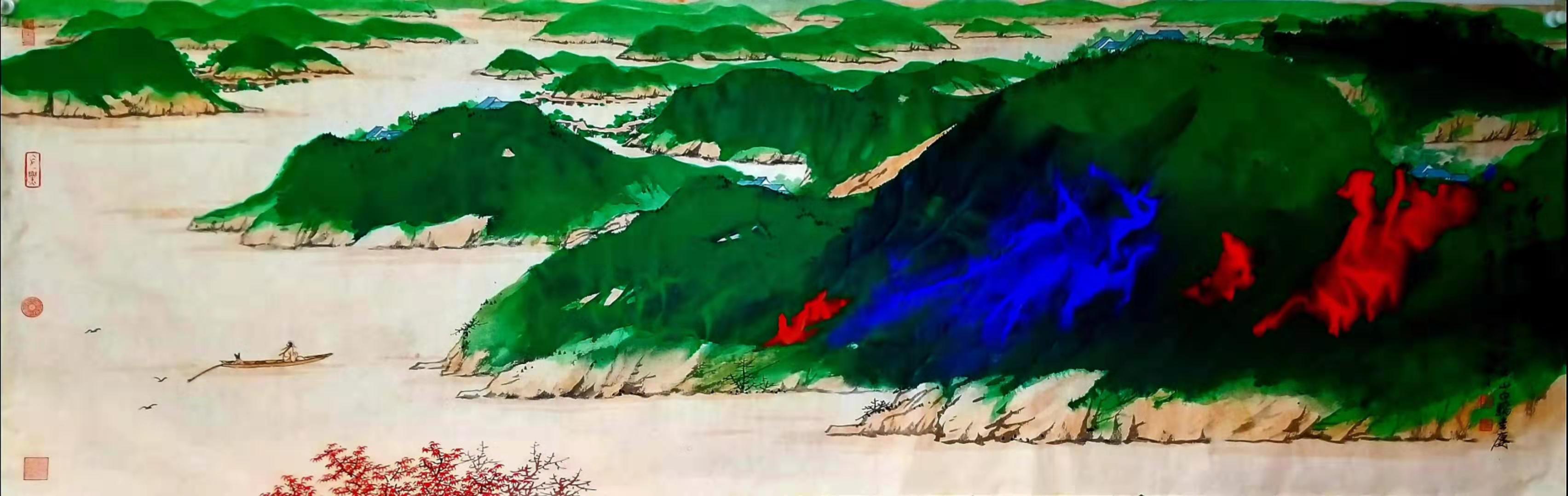 泼墨画意,造山水之势.