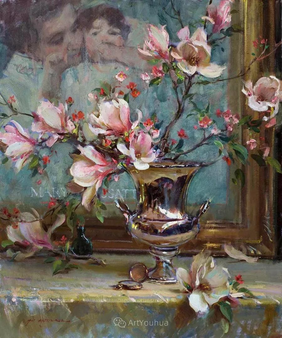 美国画家丹尼尔格哈茨静物花卉油画作品赏析