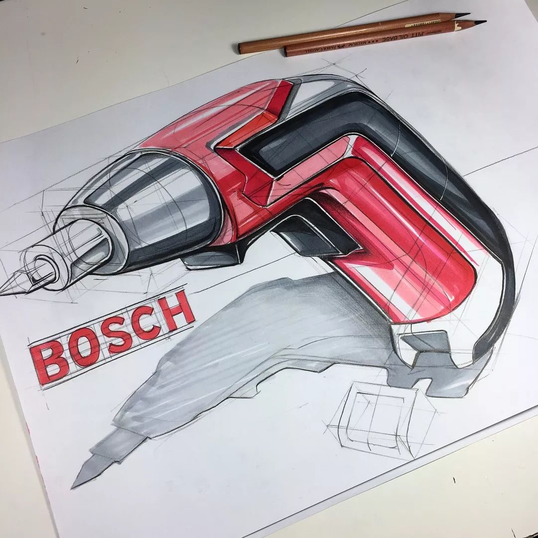 「远川绘-手绘素材第346天」手绘电钻的步骤分解图