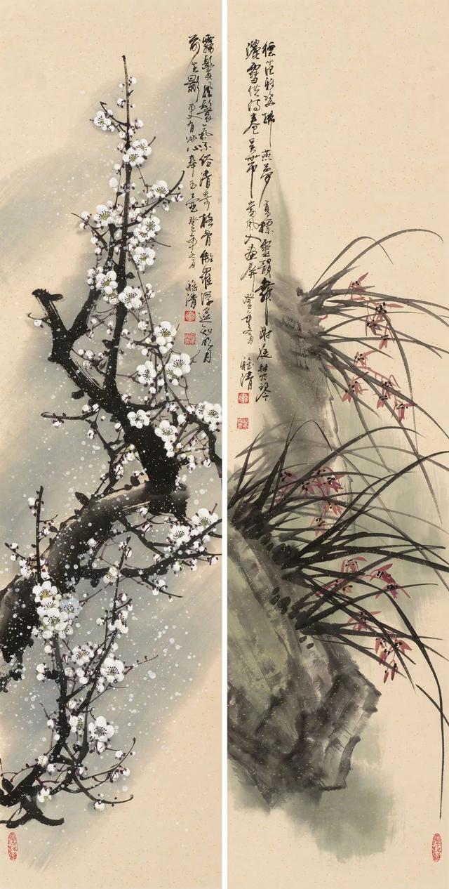 画家赵雅清画作梅兰竹菊四君子淡雅唯美