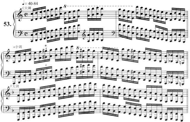 第53首(八度音阶练习)这些都可以配合作品中的八度片段进行练习.