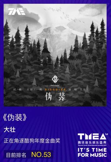 陌陌大壮个人单曲伪装参评酷狗年度金曲奖百万人投票