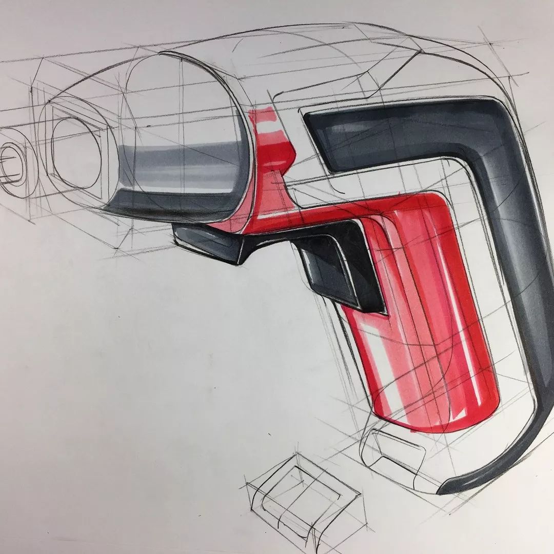 「远川绘-手绘素材第346天」手绘电钻的步骤分解图