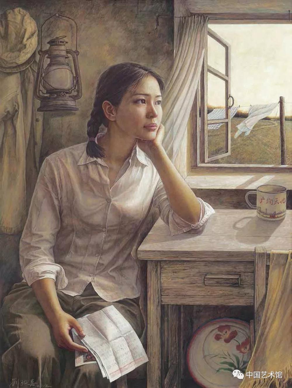 徐芒耀《窗前颂经》布面油画 80×65cm 2019年陈衍宁《红蜻蜓》布面