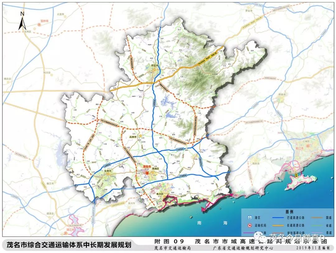 附圖10茂名市幹線公路網布局規劃圖這裡可以看到,兩區,三市的城區都有