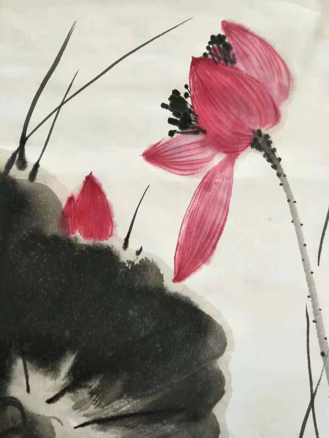 赏析点评画家刘越胜墨荷图系列作品《风入莲塘淡淡香》