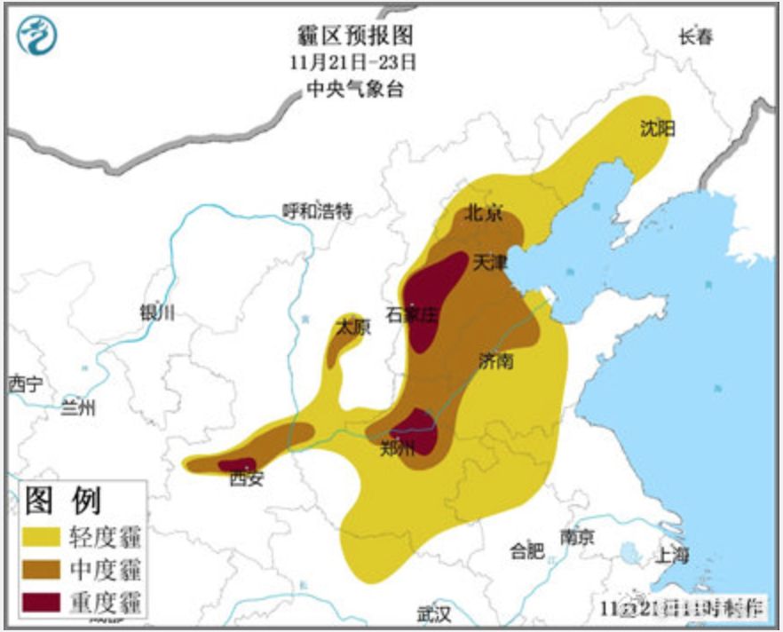 期間,夜間至早晨北京東南部,天津西部等地有大霧局地有強濃霧23日起