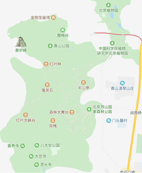 它是距北京市區較近的一處山林,又與香山,玉泉山,北京植物園,八大處等