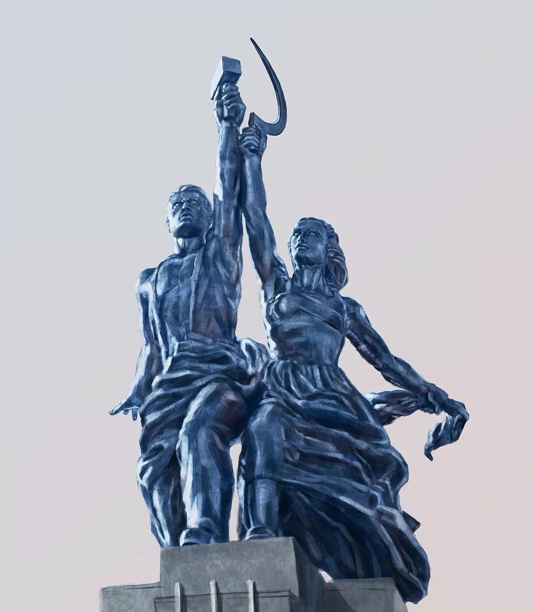 在上个世纪20年代巴黎举办了世界博览会,由穆希娜创作的这尊雕像作为