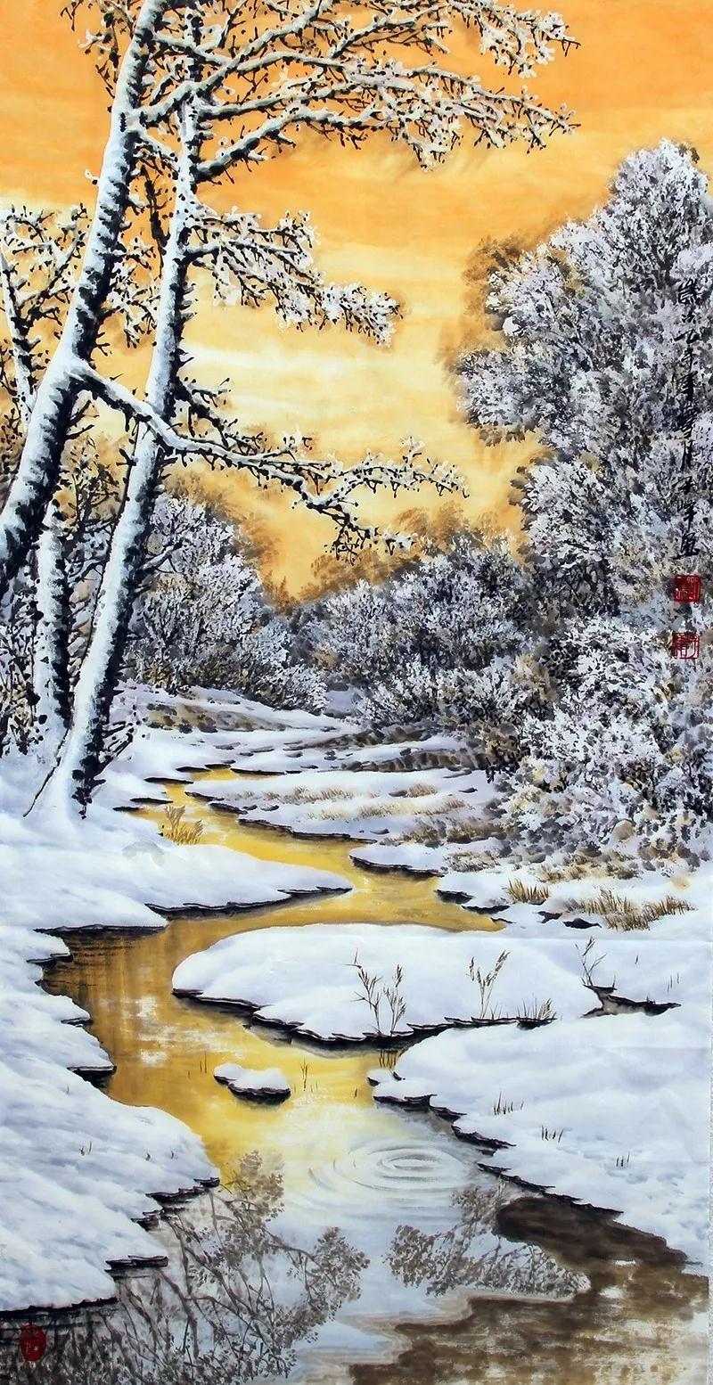 堪比国画大师级的山水雪景画作品欣赏 作者居然是