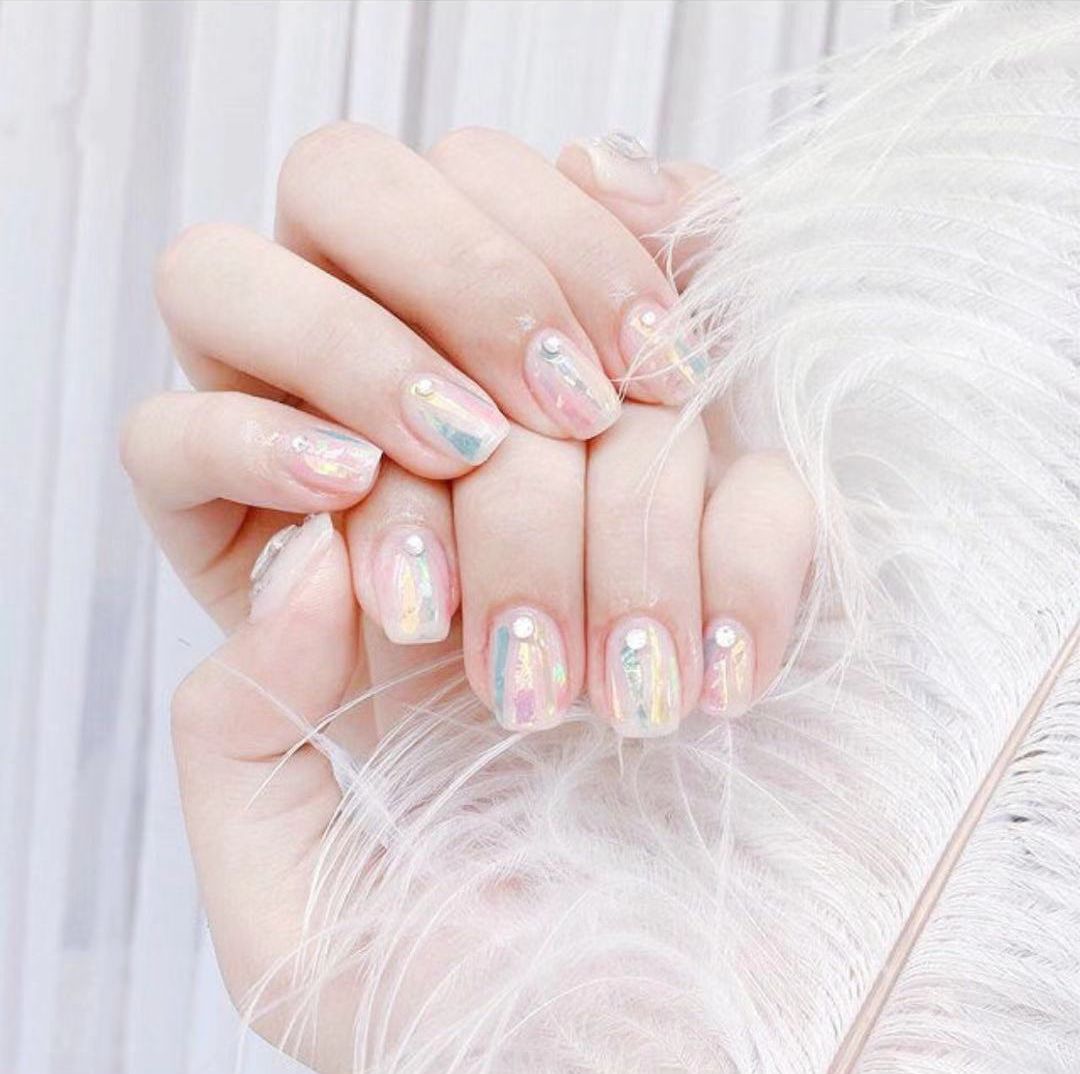 抖音最火的冰河玻璃甲晶莹剔透