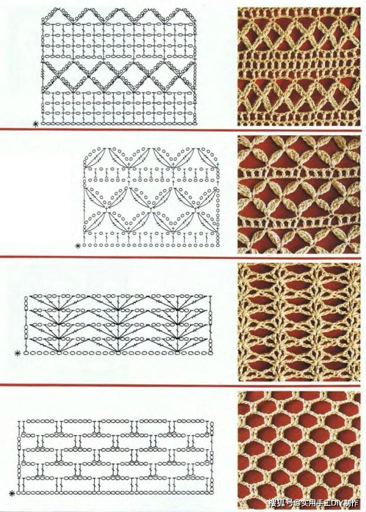 钩编图解68种渔网编织花样你也许用的到