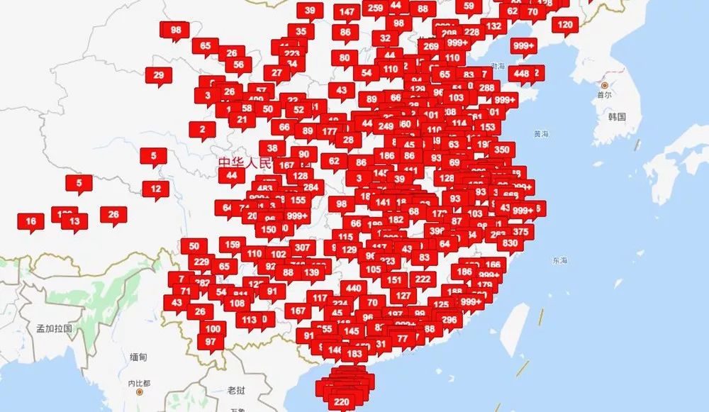 我国局部咖啡厅地图(图片来源:百度地图)