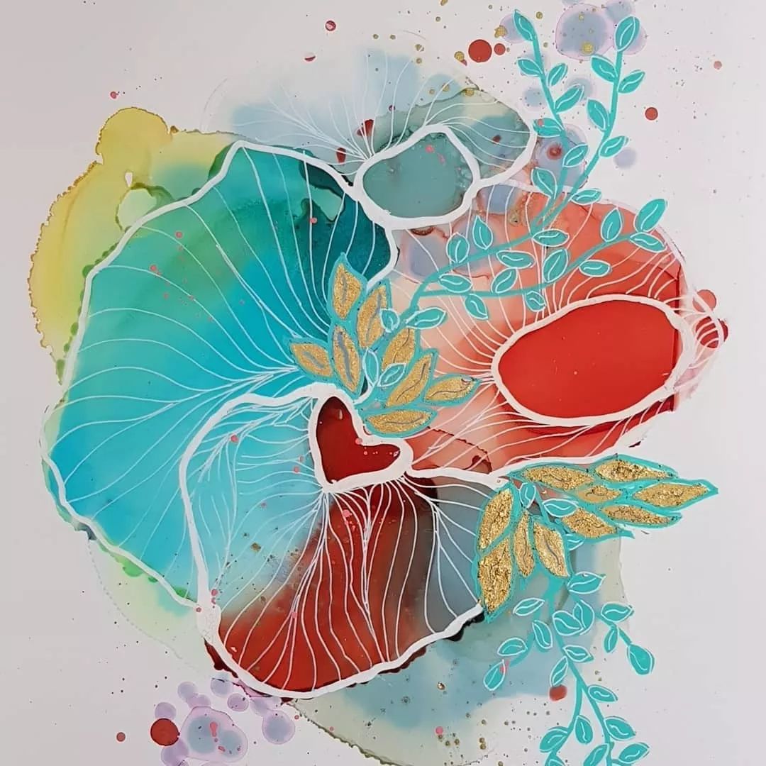 顶级水彩线描花卉将勾线和配色用到极致张张美翻众人一秒就能学会