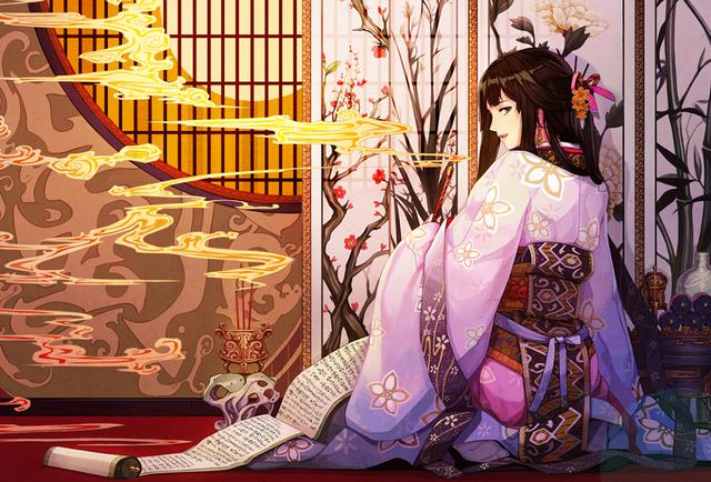 和服美图欣赏:和风少女系列壁纸,长发女生的背影真好看.