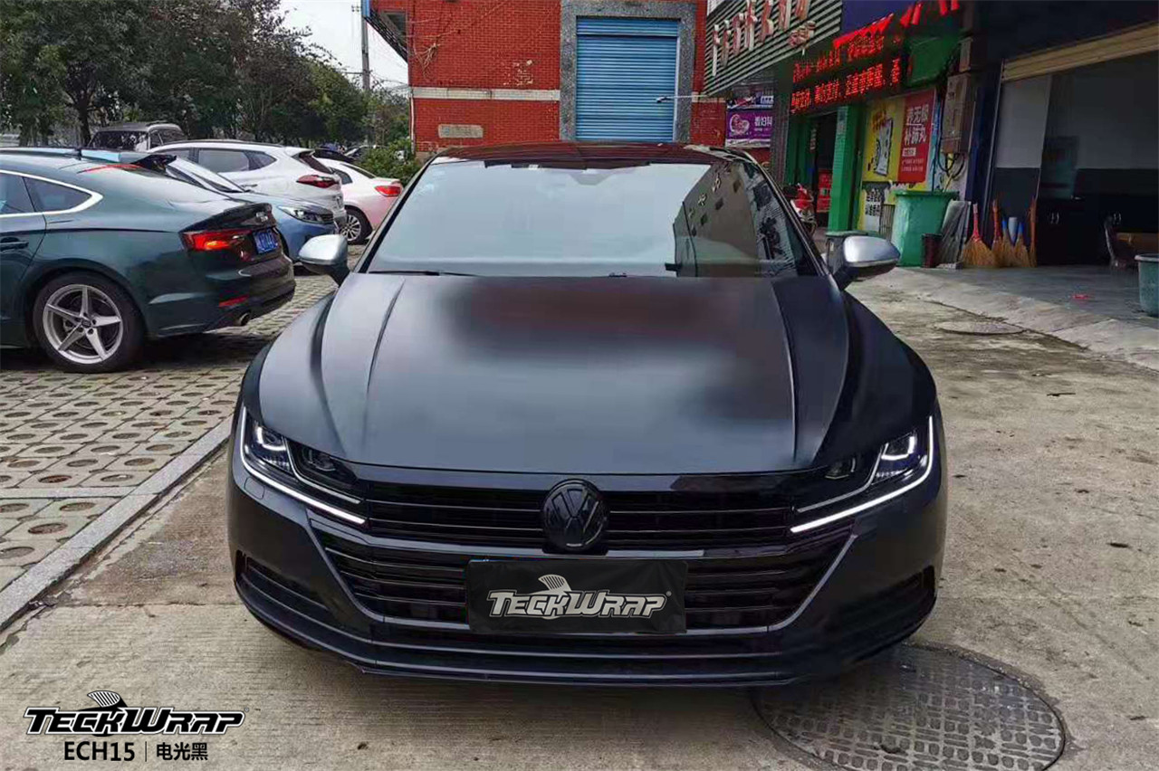 谦谦君子大众cc改色华丽变身teckwrap秃鹰汽车贴膜进口ech21电光深灰