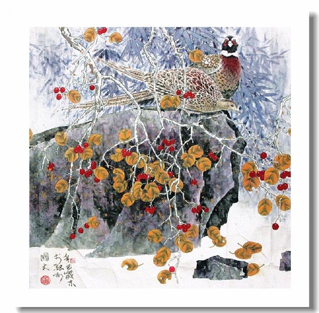 西学东渐白国文新工笔花鸟画