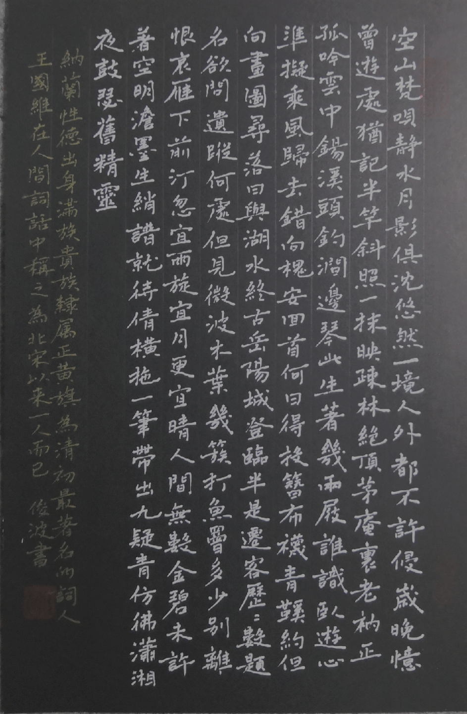 硬笔书法,纳兰性德词二首.