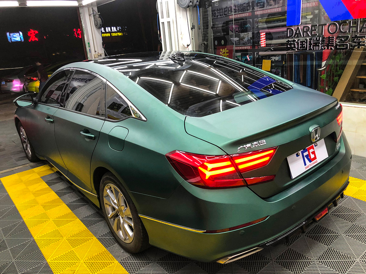 本田十代雅阁车身改色钛金军绿rg瑞集改色膜福建龙岩加盟店出品