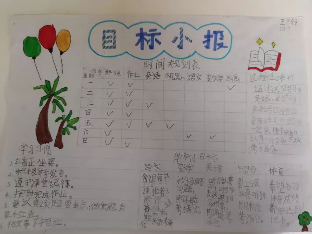 小学二年级努力目标图片