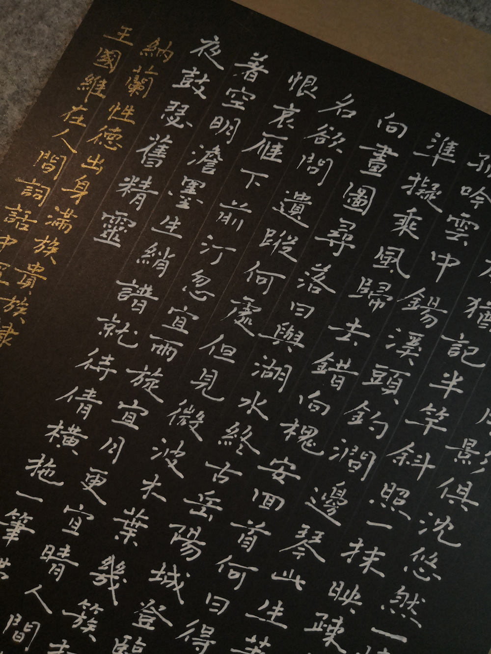 硬笔书法,纳兰性德词二首.