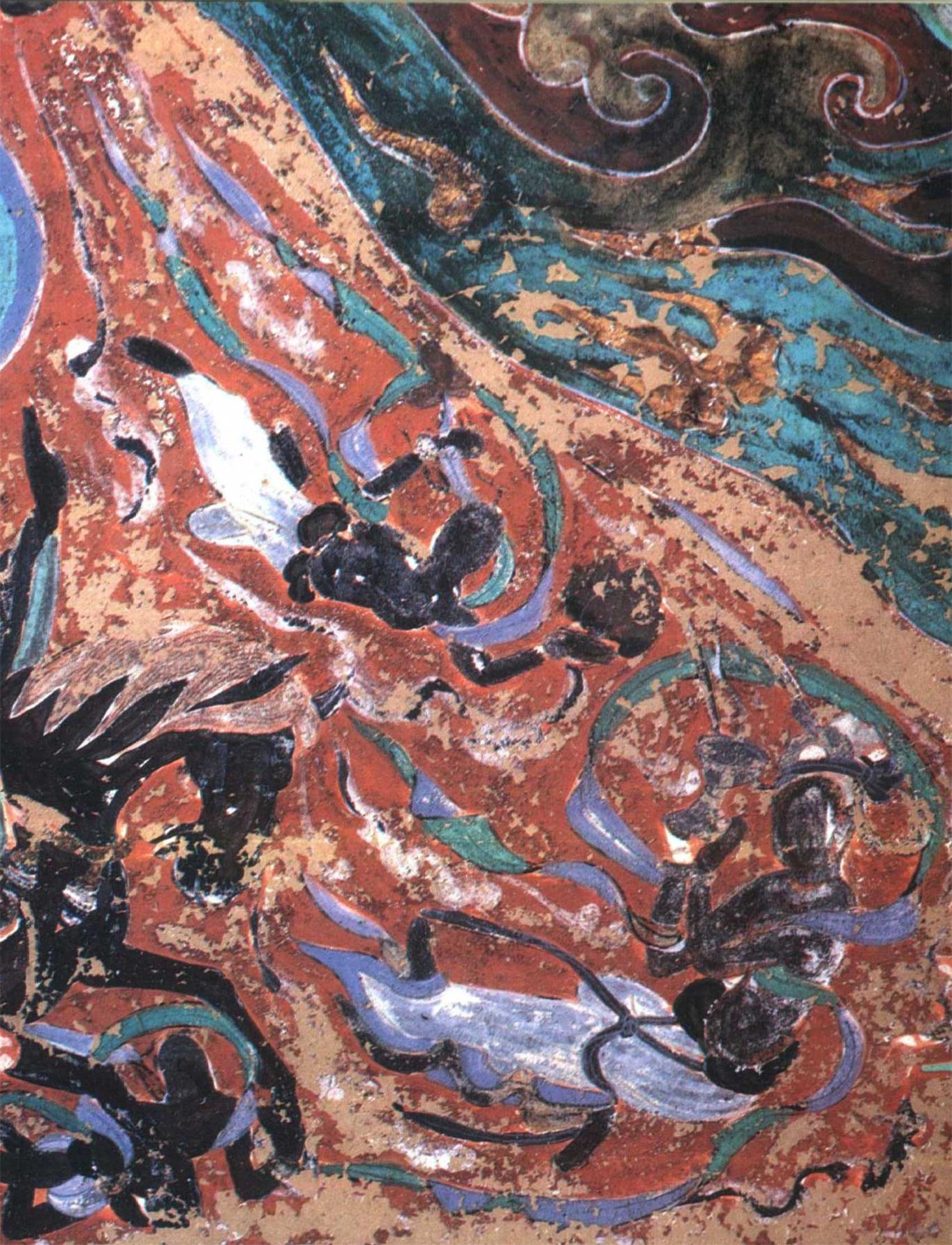 原创敦煌石窟隋397窟278窟西龛两侧壁画夜半逾城乘象入胎高清大图