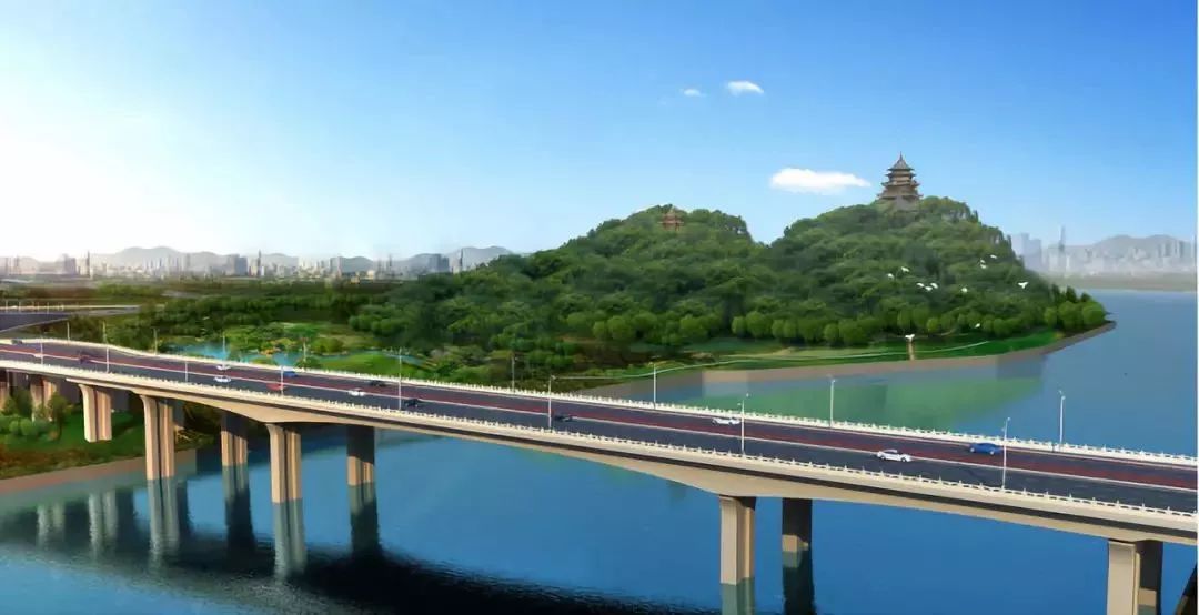 神岗山大桥项目位于吉安市庐陵新区,北起跃进路,经禾河大道,跨越禾河