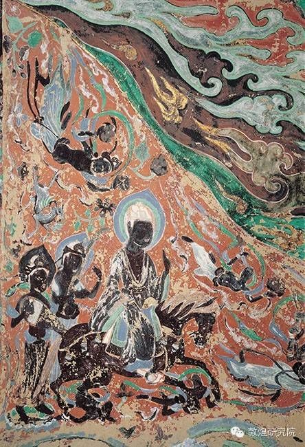 原创敦煌石窟隋397窟278窟西龛两侧壁画夜半逾城乘象入胎高清大图