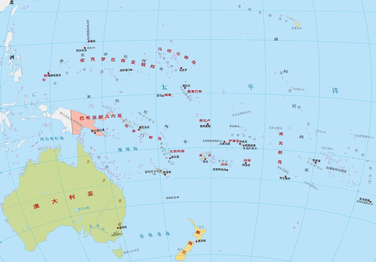 大洋洲三大群岛地图图片