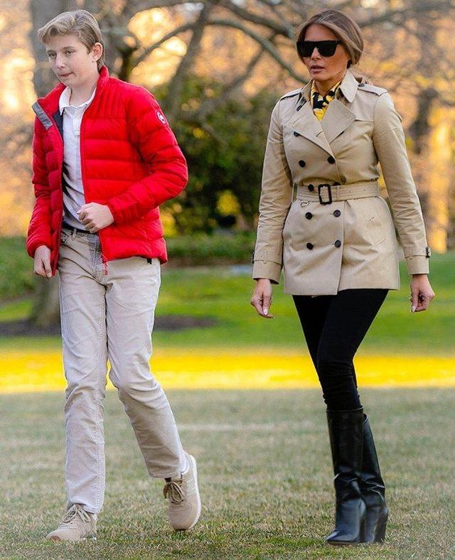 梅拉尼娅同框13岁儿子,身高超190帅过男模,一家子大高个太抢眼