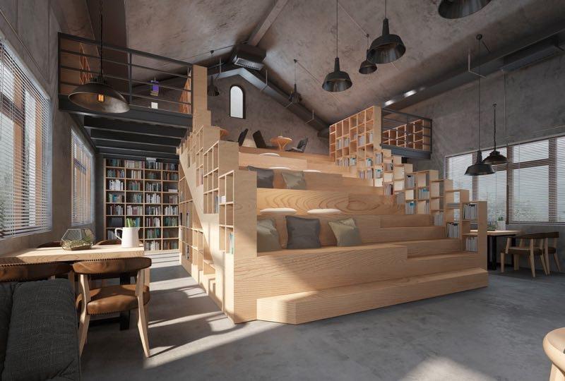 书店设计装修_制作书架色彩搭配_原色