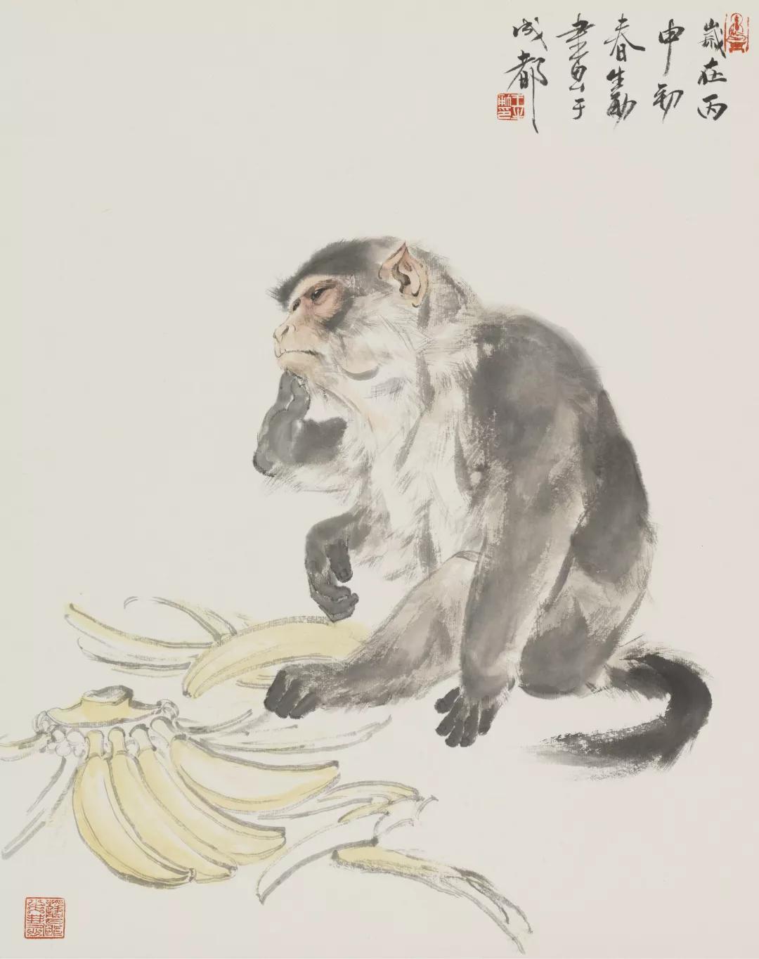 王申勇工笔猴子图片