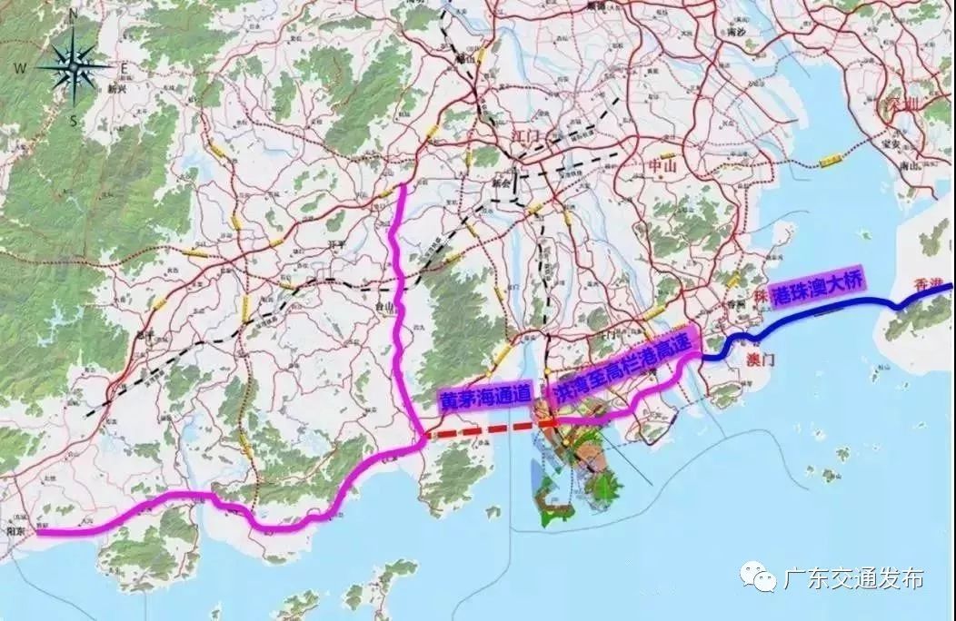黄茅海跨海通道路线图图片