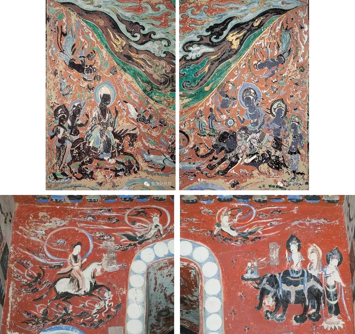 敦煌石窟隋397窟278窟西龛两侧壁画夜半逾城乘象入胎高清大图