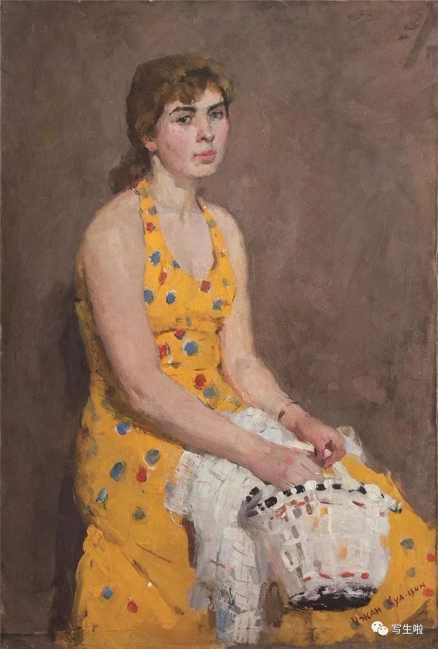 《大学生》103cm×97cm 1959年《黑海岸浴女》88cm×51cm 1958年