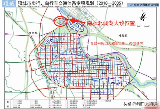 通过铺设输水管道将分配给项城市的南水北调水输送至项城规划水厂,并