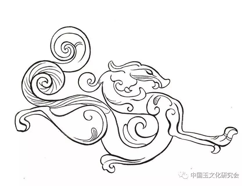 透雕龙凤纹重环玉佩中的龙形:完整的龙形,龙足伸出内环.