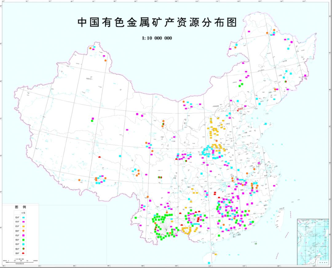 中国有色金属矿产资源分布图中国黑色金属矿产分布图中国贵金属矿产